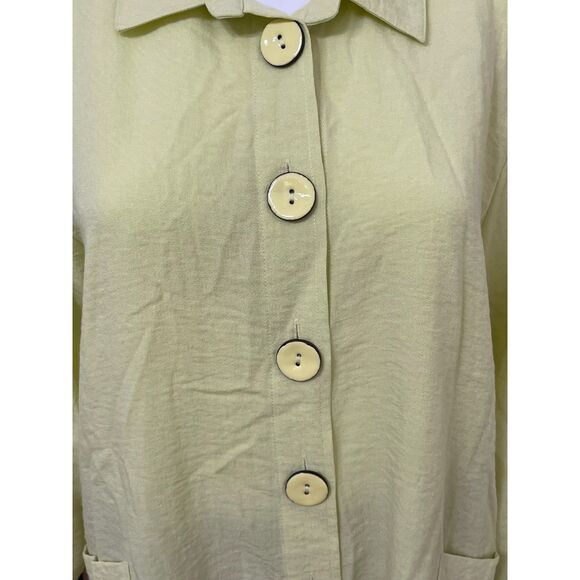 Ali Miles Women's L Yellow Button-Up Shirt Rayon Tunic Lagenlook Utility Resort - Picture 3 of 10